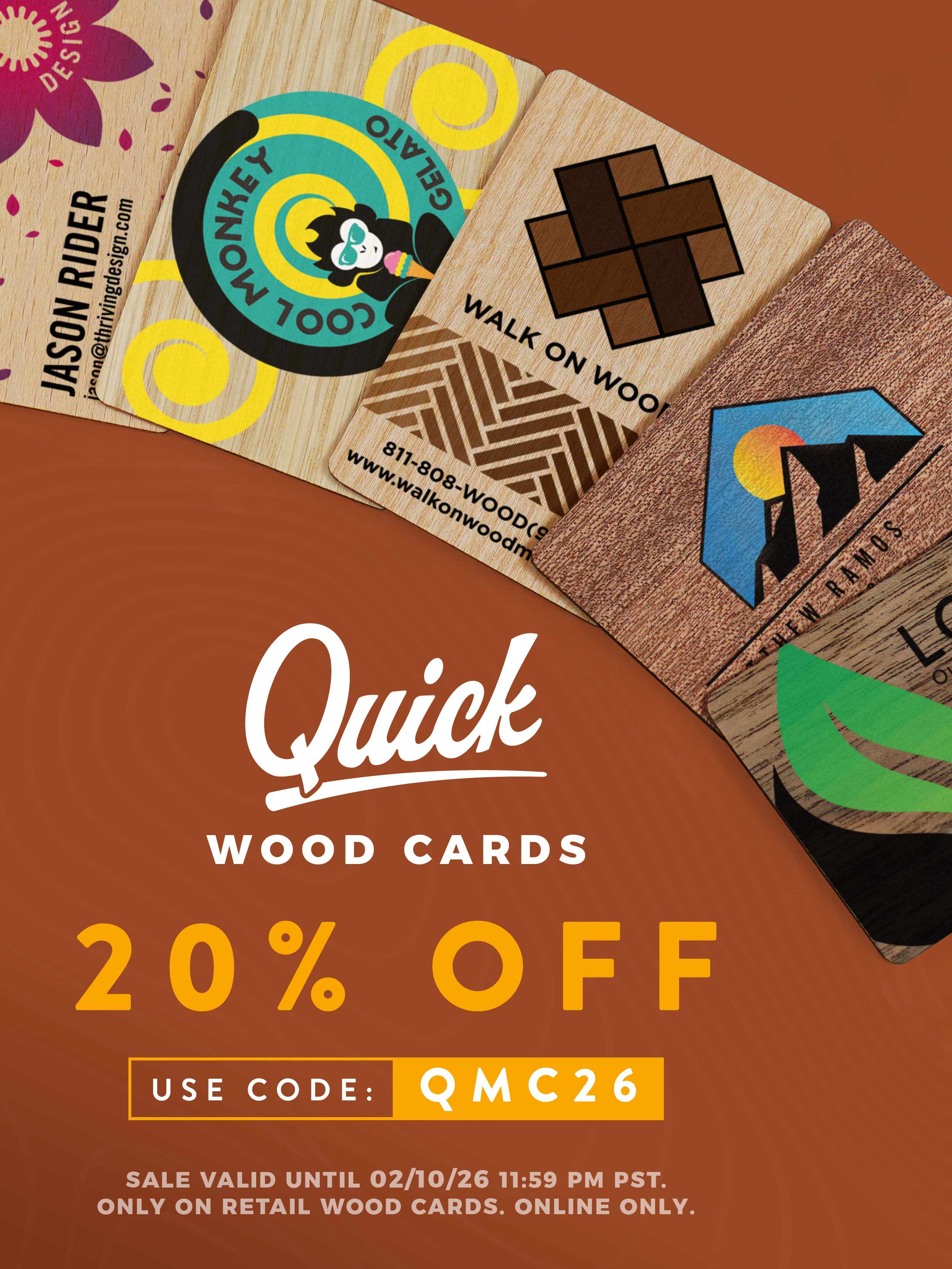 20 Percent Off Quick Wood Cards